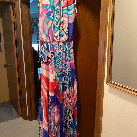 Emilio Pucci High-Neck Sapphire Silk Maxi - Picture 2 of 4